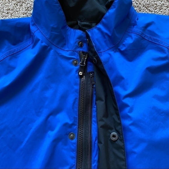 Footjoy FJ Dryjoys Lined Full Zip Golf Windbreaker Rain Jacket Mens M Blue/Black - Picture 4 of 16
